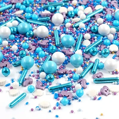 Abbildung von STREUSEL Ocean Girl Mix 180g weiss flieder blau bunte Sprinkles von GLÜCK Zuckerstreusel perfekt für Kindergeburtstag Geburtstag Mermaid Mädchen Cupcakes Muffins Cakepops