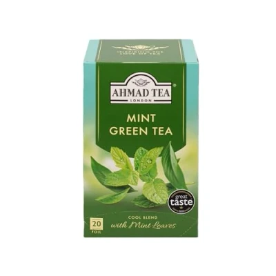 Abbildung von Ahmad Tea Green Mint Grüner Tee mit Minze Einzeln Verpackte, Aromaversiegelte Teebeutel 2g pro Portion 20 Band