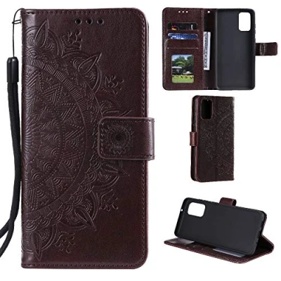 Abbildung von CoverKingz Schutzhülle kompatibel mit Huawei P40 Handycover Kartenfach Schutztasche Wallet Flip Case klappbar Motiv Mandala Braun
