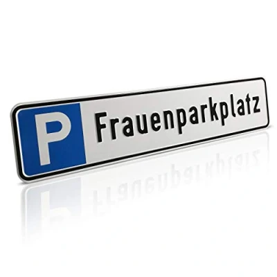 Abbildung von Betriebsausstattung24 Geprägtes Parkplatzschild aus Aluminium in Nummernschildform Frauenparkplatz KFZ Kennzeichen für Ihren Parkplatz &amp; Stellplatz 52,0 x 11,0 cm
