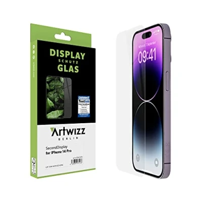 Abbildung von Artwizz SecondDisplay Schutzglas kompatibel für iPhone 14 Pro HD Displayschutz aus Sicherheitsglas, 9H Härte