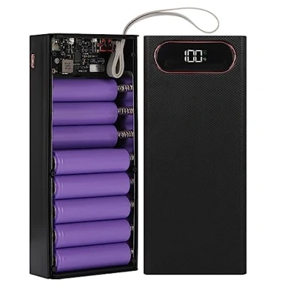 Abbildung von Cuifati 16 X Externes Akkugehäuse, 2 USB Ausgänge, DIY Powerbank, Kunststoffgehäuse mit LCD Display, Powerbank Gehäuse, DREI Micro /Typ C Eingängen, Kleines und Leichtes