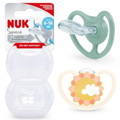 Abbildung von NUK Space Baby Schnuller 6 18 Monate mit extra Belüftung für empfindliche Haut BPA freies Silikon Zebra 2 Stück
