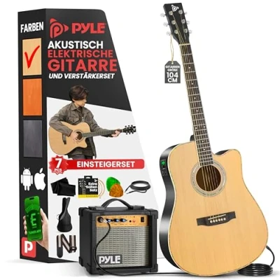 Abbildung von Pyle E Gitarren, Western Gitarre mit Verstärker Electric Guitar, Guitar Westerngitarre, Set Elektrische Gitarre, 10W, Tasche, Gitarren Tuner &amp; Gurt, 4/4