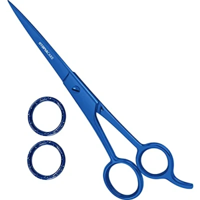 Abbildung von Utopia Care 6,5 zoll Edelstahl Haarschere Friseurschere Professionelle Haar und Bartschneideschere Scharf, langlebig (Silber) (Blau, Zoll)