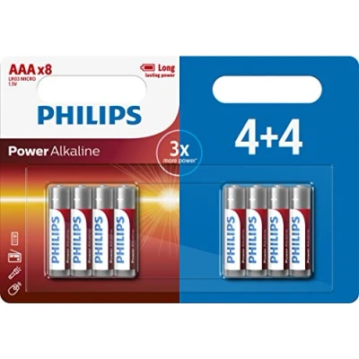 Abbildung von Philips Power Alkaline Battery AAA 8 Blister, 4 +4 Prom