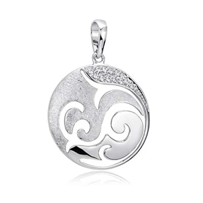 Abbildung von Materia Runder Anhänger Damen Silber Ornament Zirkonia Ø23mm KA 455, 925 Sterling Silber, rhodiniert