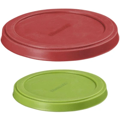 Abbildung von Westmark Frischhaltedeckel Dehnbarer, wiederverwendbarer Silikondeckel für Dosen, kleinere Schalen oder Joghurtbecher ø 10 + 8 cm, Silikon, 2 Stück