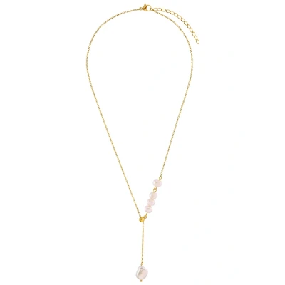 Abbildung von Heideman Halskette Luzi Damen aus hochwertigem Edelstahl silber gold rosegold farbend poliert Kette für Frauen mit Perle weiss 45cm lang Verlängerungskettchen