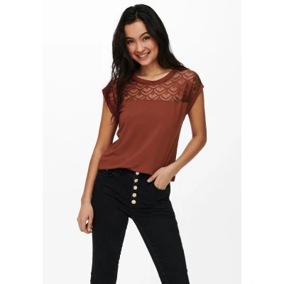 Abbildung von ONLY Onlnicole LIFE MIX Tshirt print, Damen, Größe: Small, Cognac