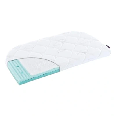 Abbildung von TRÄUMELAND Beistellbett Matratze AIR 42x80x7 cm mit 2 abgerundeten Ecken, atmungsaktive Baby Matratze, Öko Tex 100 Zertifiziert, hautfreundlich, allergikergeeignet, Made in Austria