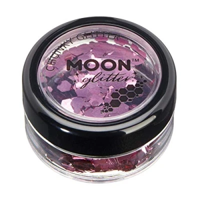 Abbildung von Klassischer grobkörniger Glitter von Moon 100% kosmetische Glitzer für Gesicht, Körper, Nägel, Haare und Lippen 3g Rosa