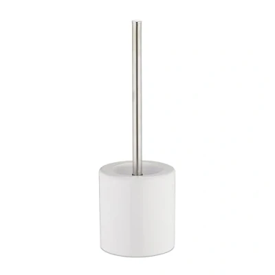 Abbildung von Relaxdays 10 x WC Garnitur Keramik im Set, runder Klobürsten Halter, wechselbarer Bürstenkopf, Bad HxD 38,5 12,5 cm, weiß