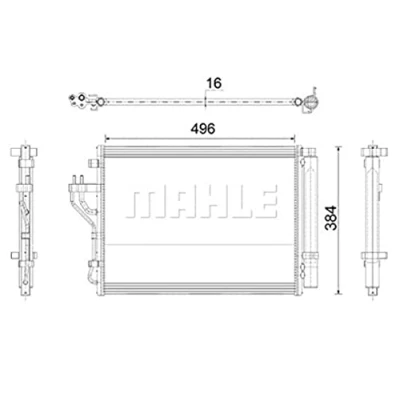 Abbildung von MAHLE ORIGINAL AC 43 000P Klimakondensator mit Trockner 496 HYUNDAI: ix35, KIA: Sportage III, CARENS 4