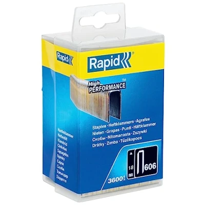 Abbildung von Rapid Tackerklammern Typ 606, 18mm Klammern, 3.600 Stk. Kunststoffbox, Schmalrückenklammern für Holz mit geharzte Oberfläche