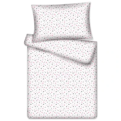 Abbildung von KiGATEX Kinderbettwäsche Stars 2 TLG. 100% Baumwolle 40x60 + 100x135 cm mit Reißverschluss (Ministars Rose)
