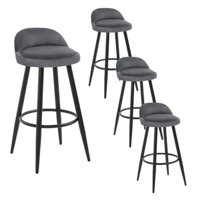 Abbildung von WOLTU Barhocker 4er Set Barstuhl Hocker Tresenhocker Bistrohocker Designer mit Lehne und Fußstütze aus Samt Metall, Dunkelgrau, BH296dgr 4