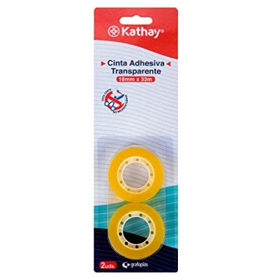 Abbildung von Kathay 86003100 Blister mit 2 Klebebändern, transparent, 18 mm x 33 m, hohe Widerstandsfähigkeit