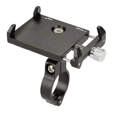 Abbildung von Bike Phone Mount, Aluminiumlegierung Einstellbare Fahrrad Handyhalter Clip Lenker Telefon Halterung (Schwarz)