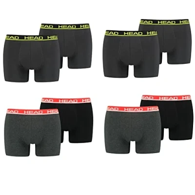 Abbildung von HEAD Herren Basic Boxer Pant Shorts Unterwäsche Unterhose 10 er Pack, Farbe:Phantom Lime/Grey Red, Bekleidungsgröße:L