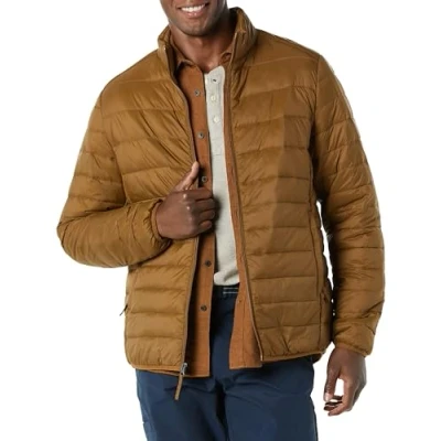 Abbildung von Amazon Essentials Herren Verstaubare, Leichte, Wasserabweisende Pufferjacke (Erhältlich In Big &amp; Tall), Hellbraun, L