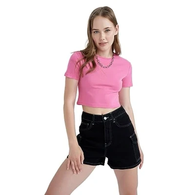 Abbildung von DeFacto Damen B0688ax T Shirt, Rosa, S EU