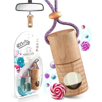 Abbildung von SHAKE Auto Duft (4 x 4,5ml) Natürlicher Lufterfrischer Parfüm Aufhänger mit ätherischen Ölen Diffuser Innenraum Air Refresher: Bubble Gum