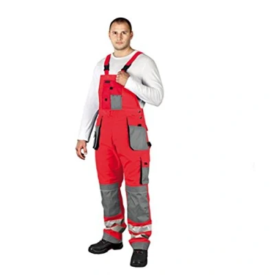 Abbildung von Leber &amp; Hollman Herren Arbeits Latzhose LH FMNX B, 100% Polyester 270 g/m2, Taschen für Knieschoner, reflektierende Streifen an den Hosenbeinen