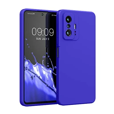 Abbildung von kwmobile Hülle kompatibel mit Xiaomi 11T / Pro gummierte TPU Silikon Handyhülle Schutzhülle für kabelloses Laden Case in Baltik Blau
