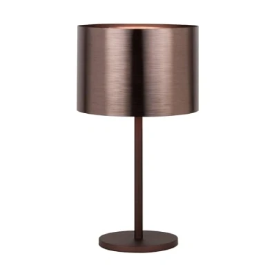 Abbildung von EGLO Tischlampe Saganto 1, edle Design Tischleuchte aus Metall mit glänzendem Lampenschirm in braun und Kupfer, kleine Stehlampe, Lampe für Wohnzimmer Schalter, E27 Fassung