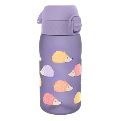 Abbildung von ION8 Kinder Trinkflasche, 350ml, Auslaufsicher, Einhandöffnung, Sichere Verriegelung, Spülmaschinenfest, BPA frei, Tragegriff, Klappdeckel, Leicht zu Reinigen, Klimaneutral, Igel Design