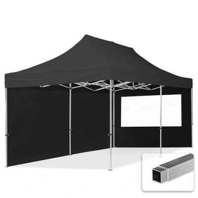 Abbildung von TOOLPORT Faltpavillon Faltzelt Pavillon 3x6m 4 Seitenteile Aluminium 32mm Partyzelt 700N schwarz
