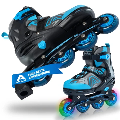 Abbildung von Apollo Inlineskates Champion Verstellbare für Kinder und Erwachsene, Größe 31 42, mit LED Rollen