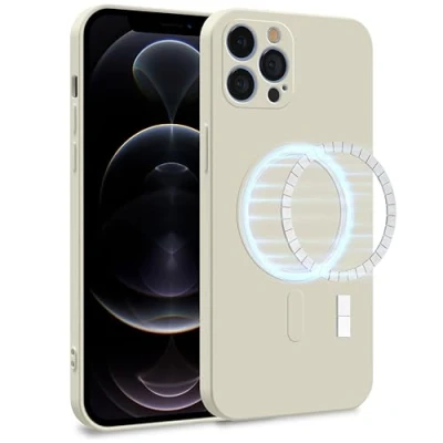 Abbildung von MyGadget Hülle für Apple iPhone 12 Pro Max [ kompatibel mit MagSafe ] Zweilagige Handyhülle Kameraschutz Cover Innenfutter &amp; Silikon außen Eierschale