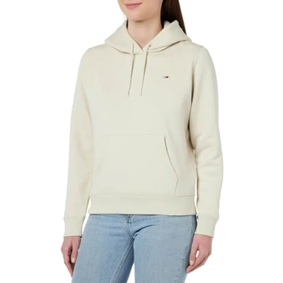 Abbildung von Tommy Jeans Damen Hoodie Tjw Regular Fleece mit Kapuze, Elfenbein (Newsprint), XL