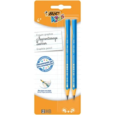 Abbildung von BIC Kids 919261 Bleistifte für Kinder ab 4 Jahren Links &amp; Rechtshänder Blister à 2 Schreiblern PINK oder BLAU keine Farbwahl möglich