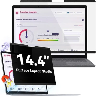 Abbildung von Magnetischer Blickschutzfilter Kompatibel Mit Microsoft Surface Laptop Studio 14.4 Zoll, Abnehmbar Anti Glare Blaulicht Privacy Blickschutzfolie Sichtschutz Black Security Private Screen Protector