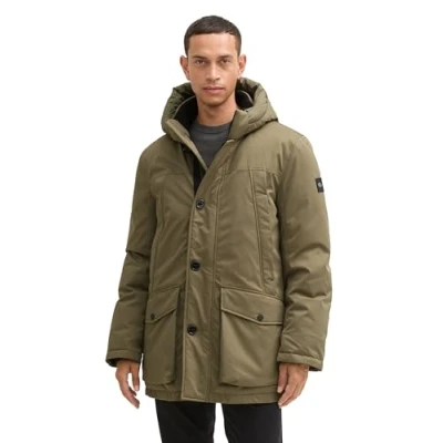 Abbildung von TOM TAILOR Herren 1041321 Arctic Winterpaka mit Abnehmbarer Kapuze, 11848 Jungle Soil Green, L