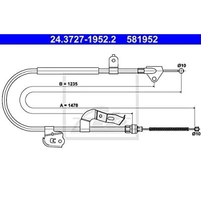 Abbildung von ATE 24.3727 1952.2 Handbremsseil 1478 TOYOTA: Aygo