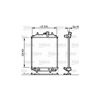 Abbildung von VALEO 735257 Kühler, Motorkühlung Aluminium 400 318 16 ohne Kühlmittelregler Kühlrippen gelötet DAIHATSU: Cuore 6