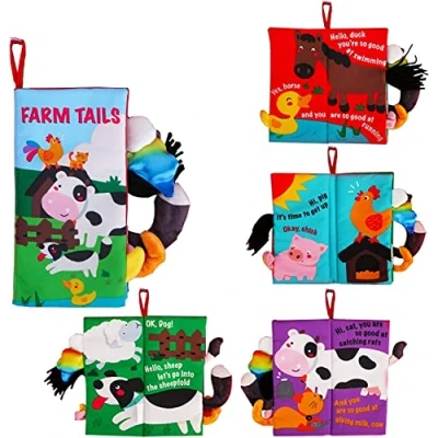 Abbildung von beiens Babybuch Baby Spielzeug 0 3 6 Monate,knisterbuch stoffbuch fühlbuch bücher Quiet Book sensorik Kinderwagen Kette für Geschenk Junge mädchen