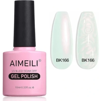 Abbildung von AIMEILI Gel Nagellack Pearl Effekt, Transparent Shimmer Glänzend Glitzer UV LED Soak Off Polish (166) 10ml