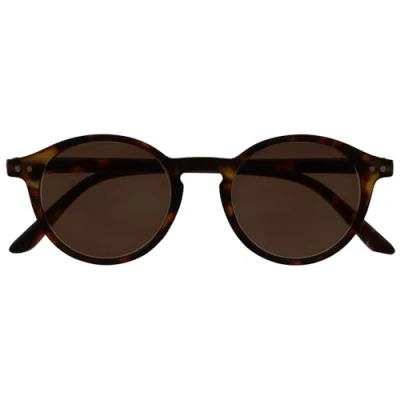 Abbildung von OPULIZE REY Lese Sonnenbrille Runder Retro Rahmen Mattbraunes Schildpatt Herren Damen Federscharniere S56 2 +1.00
