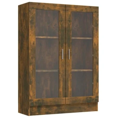 Abbildung von vidaXL Vitrinenschrank, Vitrine mit viel Stauraum, Beistellschrank für Schlafzimmer Wohnzimmer Büro, Büroschrank Schrank, Räuchereiche Holzwerkstoff