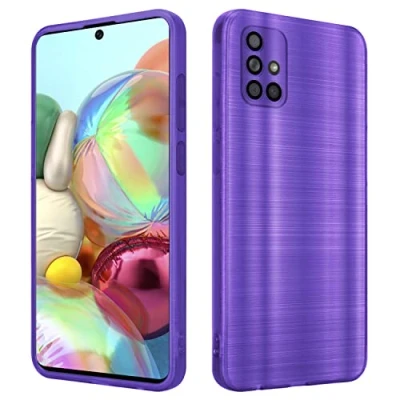 Abbildung von Cadorabo Hülle kompatibel mit Samsung Galaxy A71 4G Schutzhülle TPU Silikon Case Brushed Design Kameraschutz Slim Kratzfest Weiche Gummi Rundumschutz für in Lila