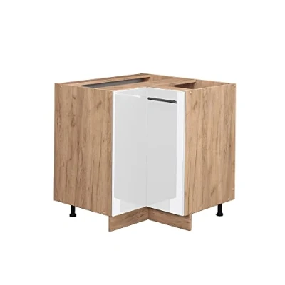 Abbildung von Vicco Eckunterschrank Fame Line, Weiß Hochglanz/Goldkraft Eiche, 80.5 cm ohne Arbeitsplatte