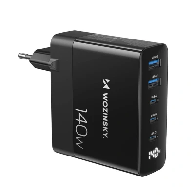 Abbildung von GaN Wandladegerät 3 x USB C / 2 A Schwarz 140W Schnellladegerät