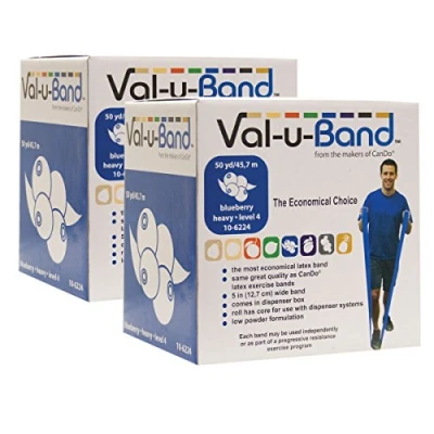 Abbildung von CanDo 2 x Trainingsband / Gymnastikband, Länge 45 m, Val u Band® blaubeere (medium)