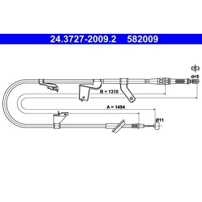 Abbildung von ATE 24.3727 2009.2 Handbremsseil 1494 SUZUKI: SWIFT 3