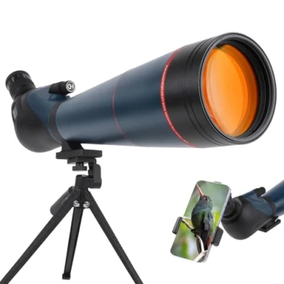 Abbildung von 25 75x100 Spektiv für Zielschießen HD mit Stativ Tragetasche &amp; Smartphone Halterung BAK4 Vogelbeobachtung Jagd Wildtierbeobachtung (MY GN0041Blue)